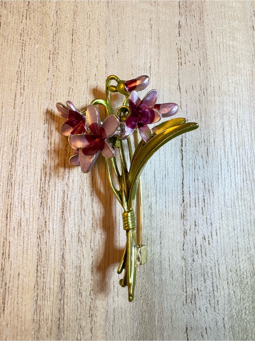 Floral Pink Purple Enamel Brooch - Elegant Women’s Jewelry